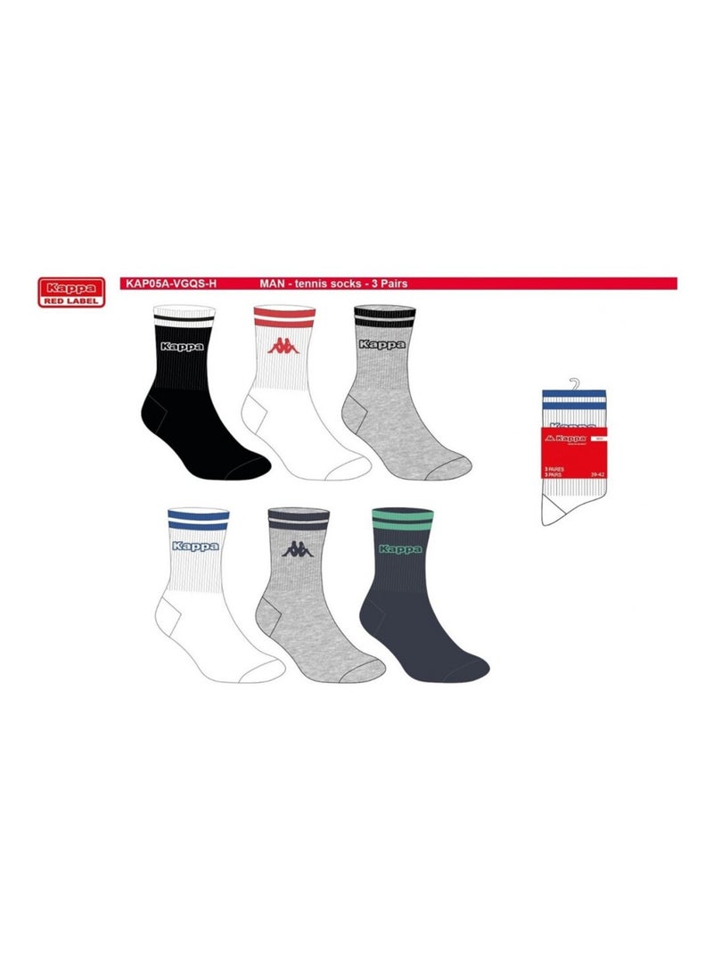 Calzini Uomo CREW KAPPA - Confezione da 6 Bianco Multicolore Grigio - Kiabi