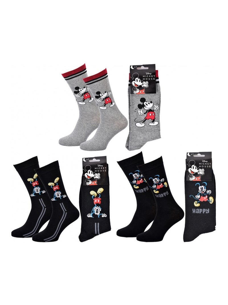Calzini Uomo DISNEY MICKEY MOUSE - Confezione da 3 Nero Grigio Nero - Kiabi
