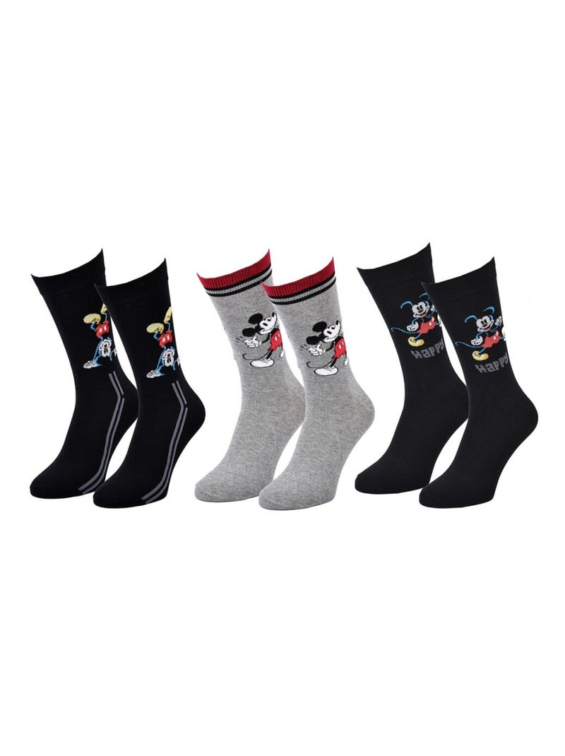Calzini Uomo DISNEY MICKEY MOUSE - Confezione da 3 Nero Grigio Nero - Kiabi