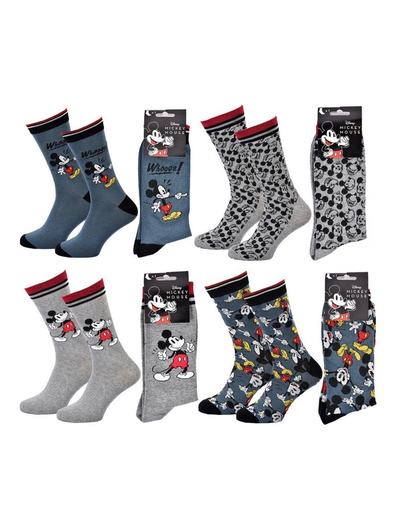 Calzini Uomo DISNEY MICKEY MOUSE - Confezione da 4 Blu Blu Grigio - Kiabi