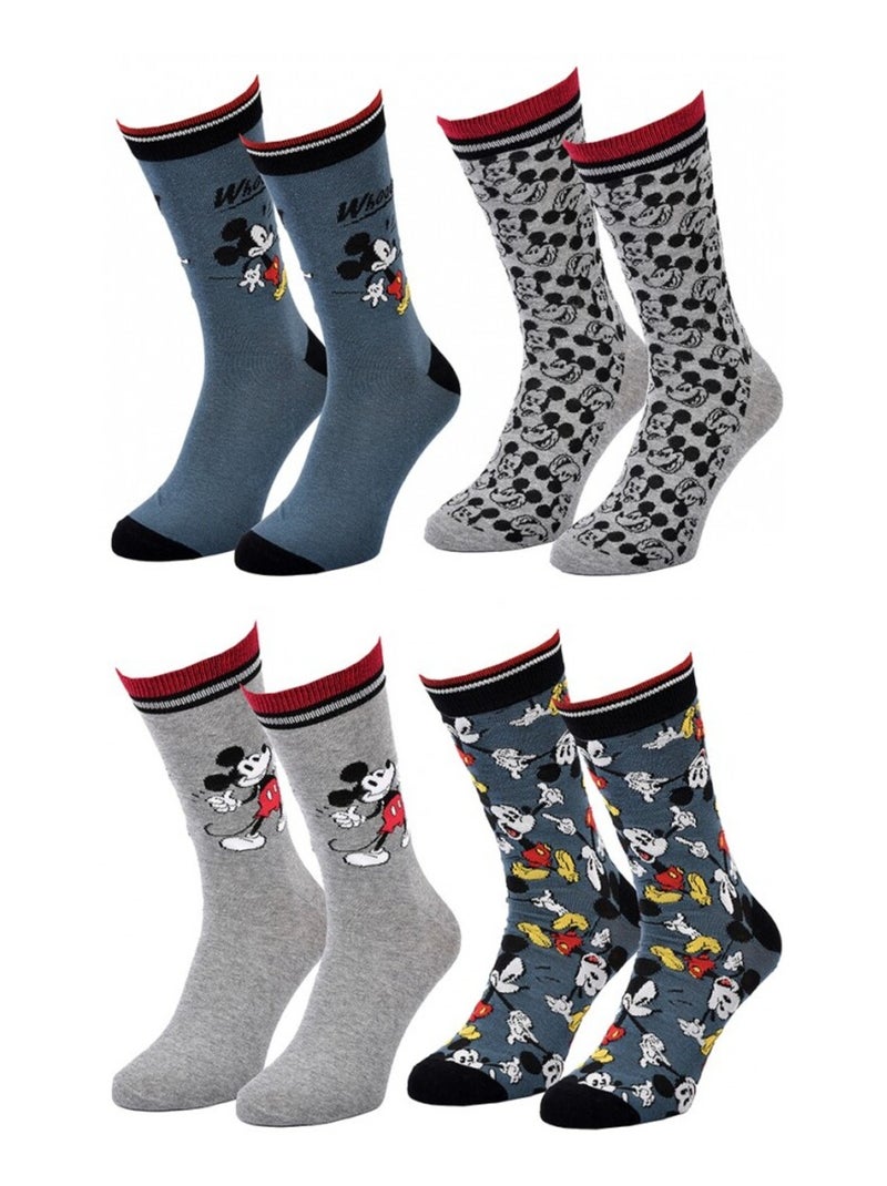 Calzini Uomo DISNEY MICKEY MOUSE - Confezione da 4 Blu Blu Grigio - Kiabi