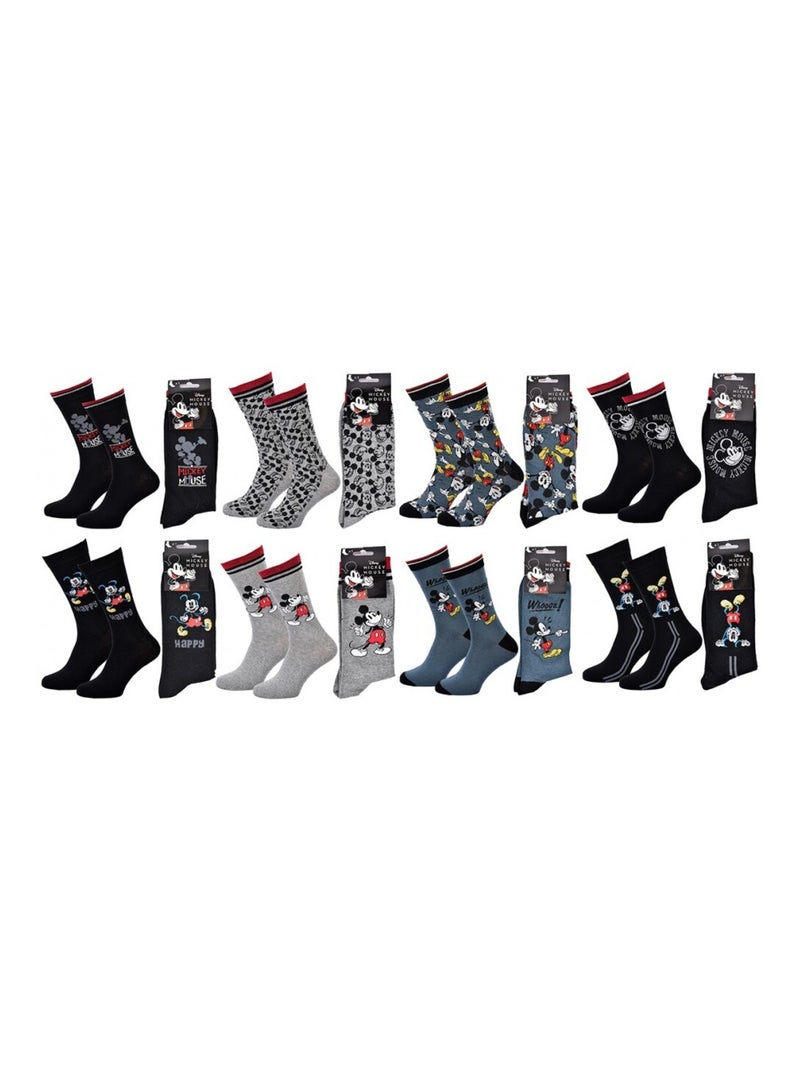Calzini Uomo DISNEY MICKEY MOUSE - Confezione da 8 Nero Multicolore Nero - Kiabi