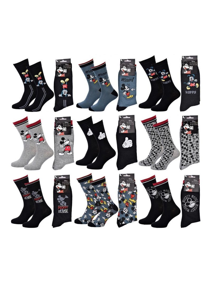 Calzini Uomo DISNEY MICKEY MOUSE - Confezione da 9 Nero Multicolore Blu - Kiabi