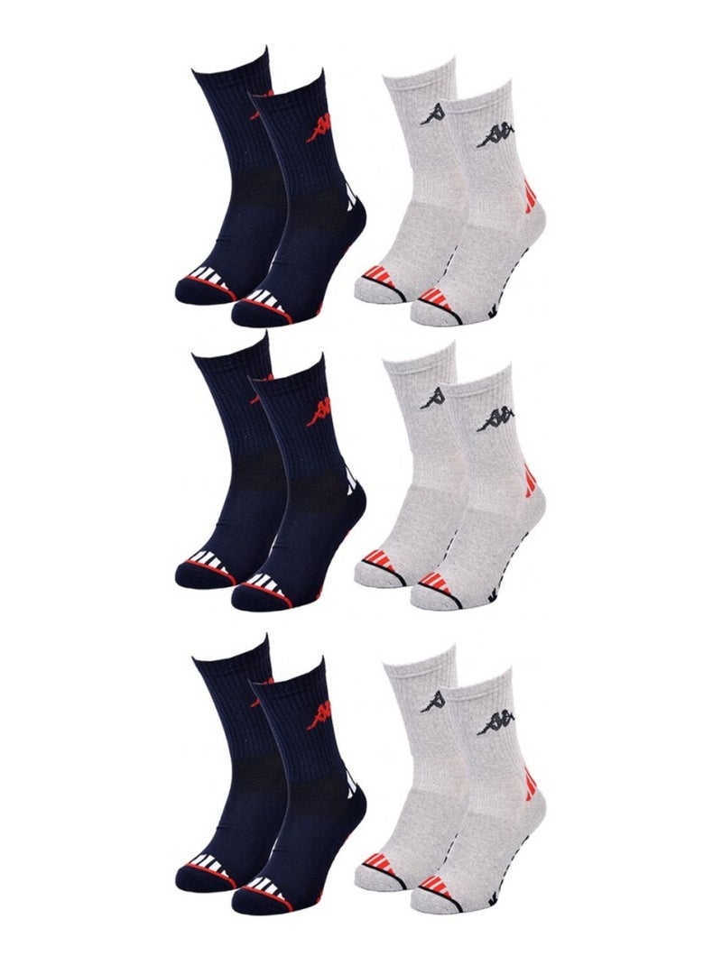 Calzini Uomo KAPPA CREW SPORT - Confezione da 6 Blu grigio - Kiabi