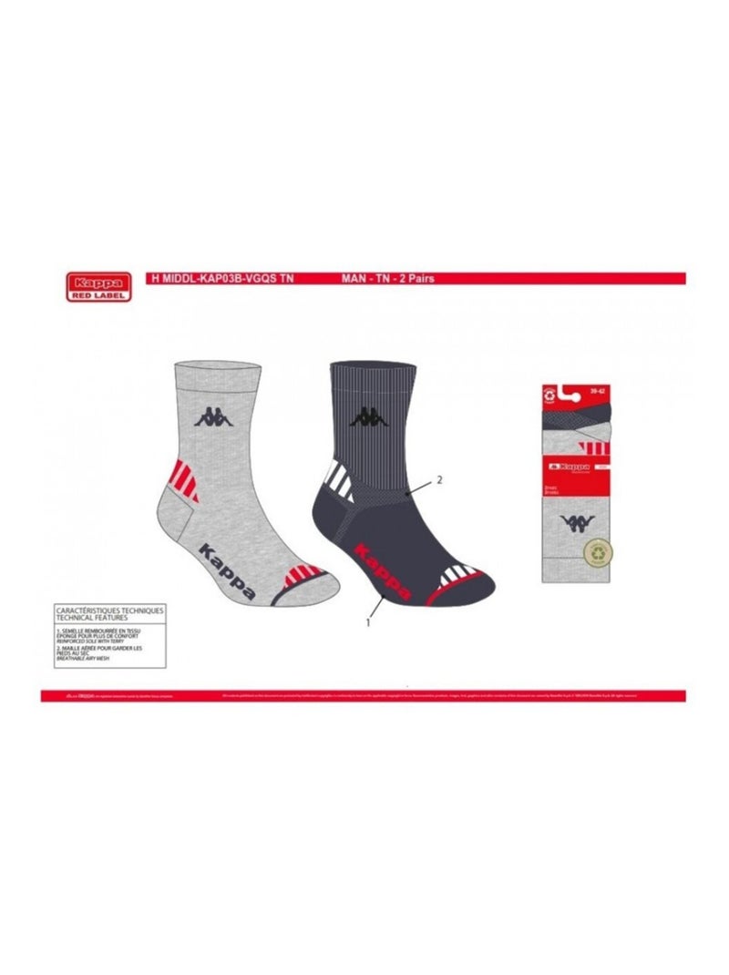 Calzini Uomo KAPPA CREW SPORT - Confezione da 6 Blu grigio - Kiabi