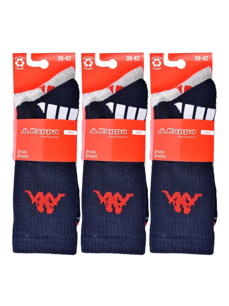 Calzini Uomo KAPPA CREW SPORT - Confezione da 6 Blu grigio - Kiabi
