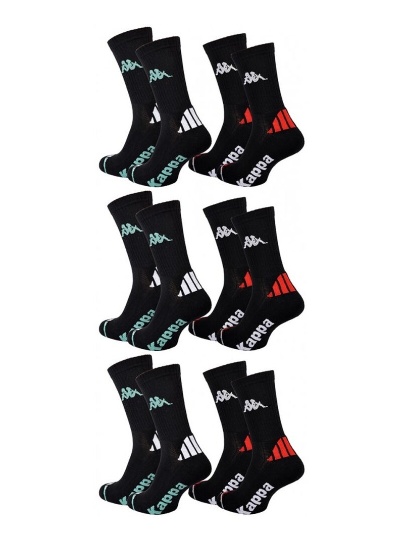 Calzini Uomo KAPPA CREW SPORT - Confezione da 6 Nero - Kiabi
