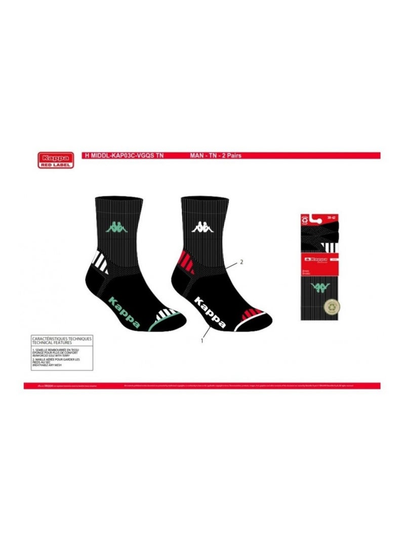Calzini Uomo KAPPA CREW SPORT - Confezione da 6 Nero - Kiabi
