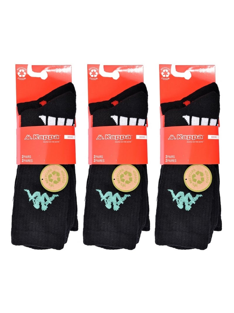 Calzini Uomo KAPPA CREW SPORT - Confezione da 6 Nero - Kiabi
