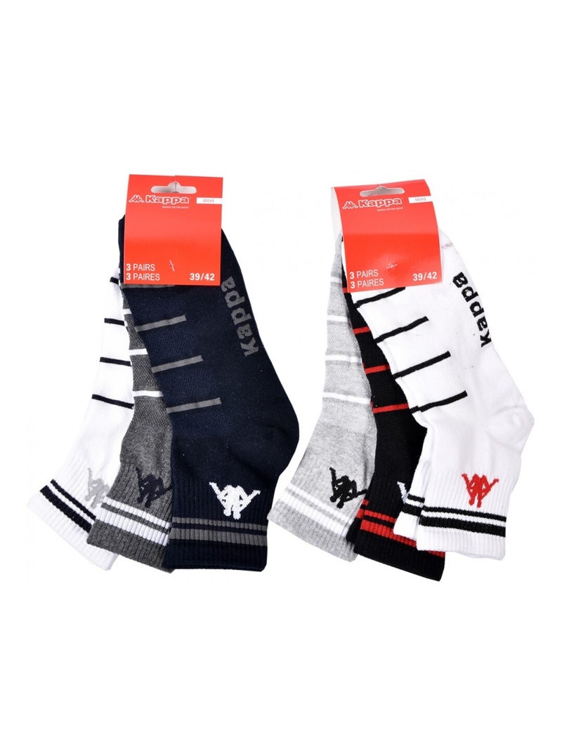 Calzini Uomo KAPPA QUARTER - Confezione da 6 Grigio bianco nero - Kiabi