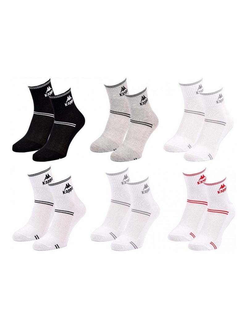 Calzini Uomo KAPPA QUARTER Confezione da 6 Bianco Multicolore Nero - Kiabi