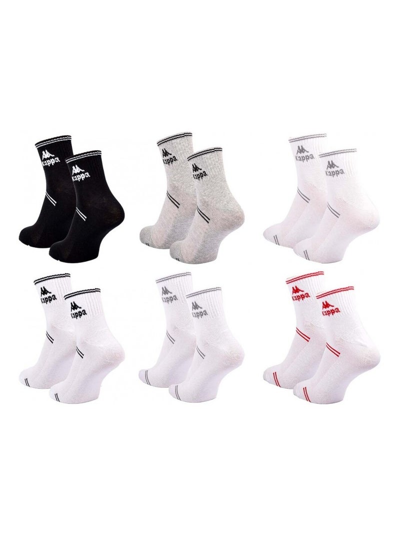 Calzini Uomo KAPPA QUARTER Confezione da 6 Bianco Multicolore Nero - Kiabi