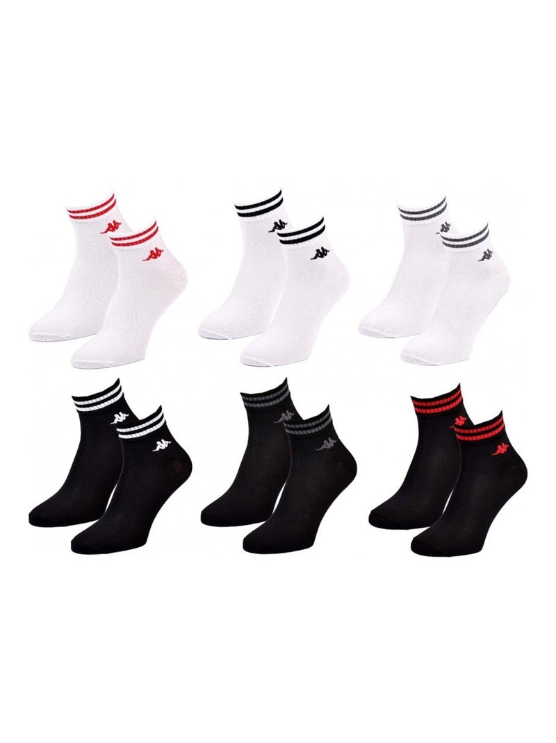 Calzini Uomo KAPPA QUARTER Confezione da 6 Nero Multicolore Bianco - Kiabi