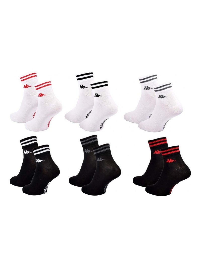 Calzini Uomo KAPPA QUARTER Confezione da 6 Nero Multicolore Bianco - Kiabi