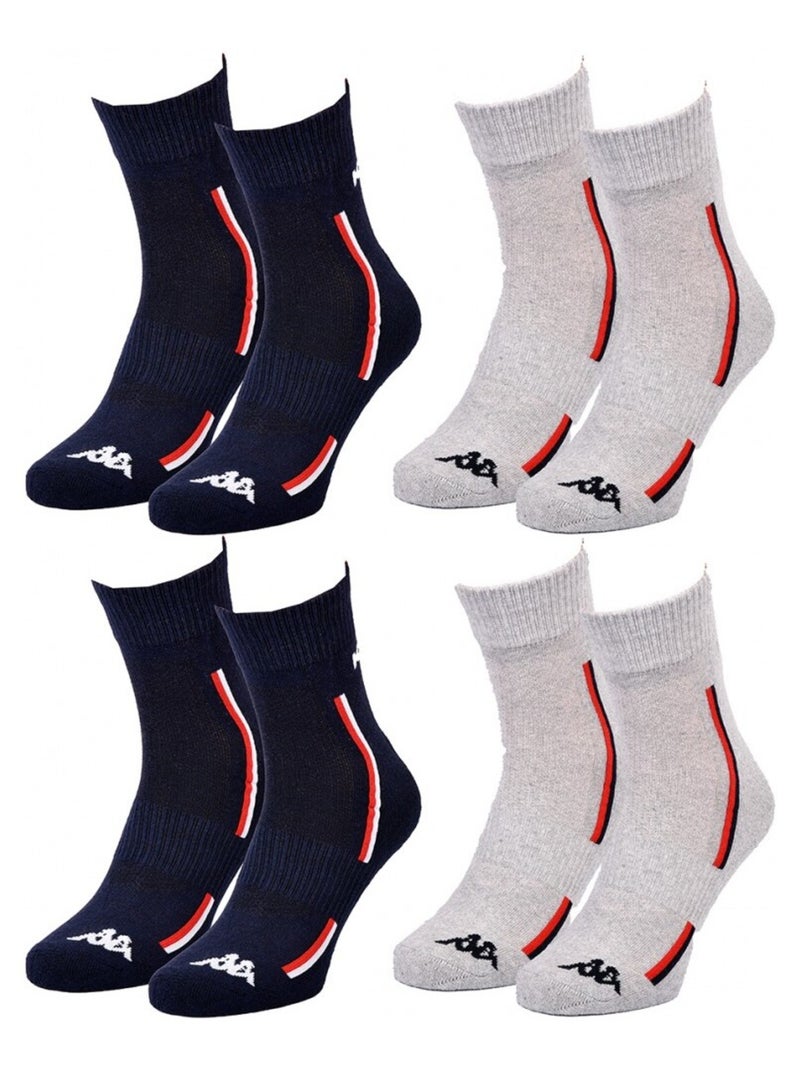 Calzini Uomo KAPPA QUARTER SPORT - Confezione da 4 Blu grigio - Kiabi