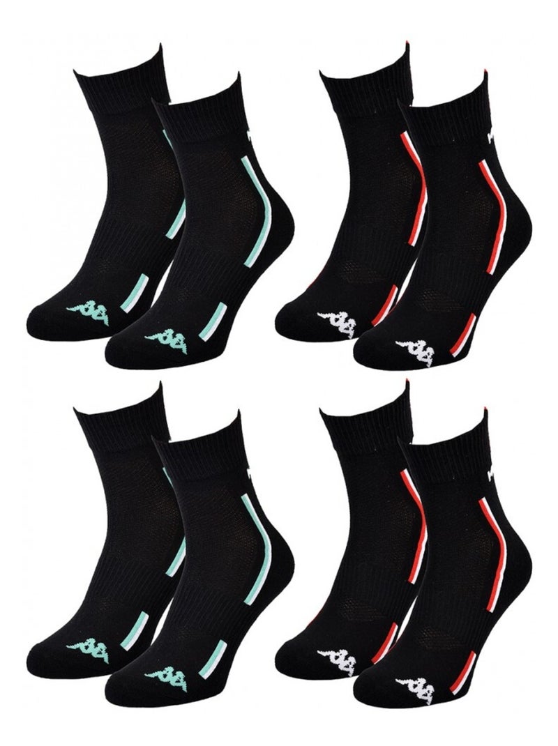 Calzini Uomo KAPPA QUARTER SPORT - Confezione da 4 Nero - Kiabi