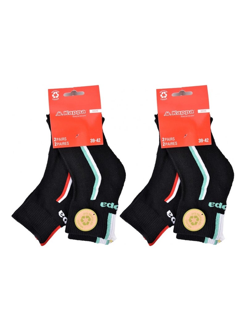 Calzini Uomo KAPPA QUARTER SPORT - Confezione da 4 Nero - Kiabi