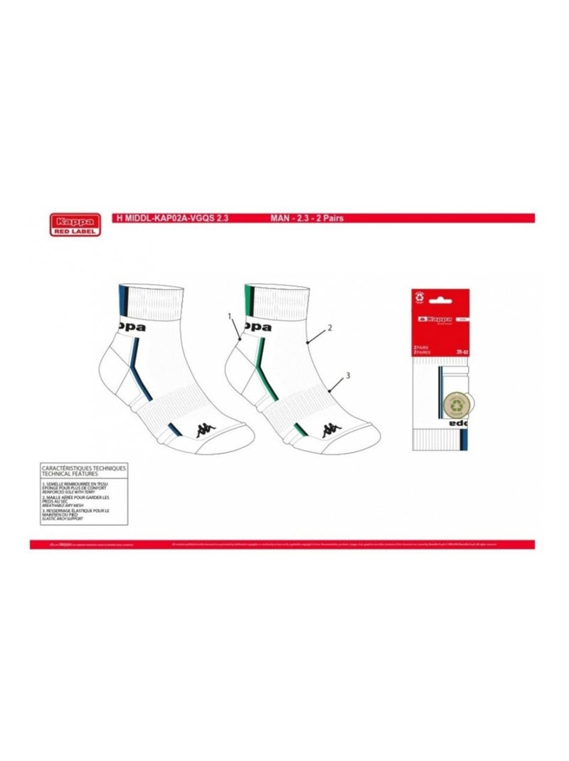 Calzini Uomo KAPPA QUARTER SPORT - Confezione da 8 Bianco - Kiabi