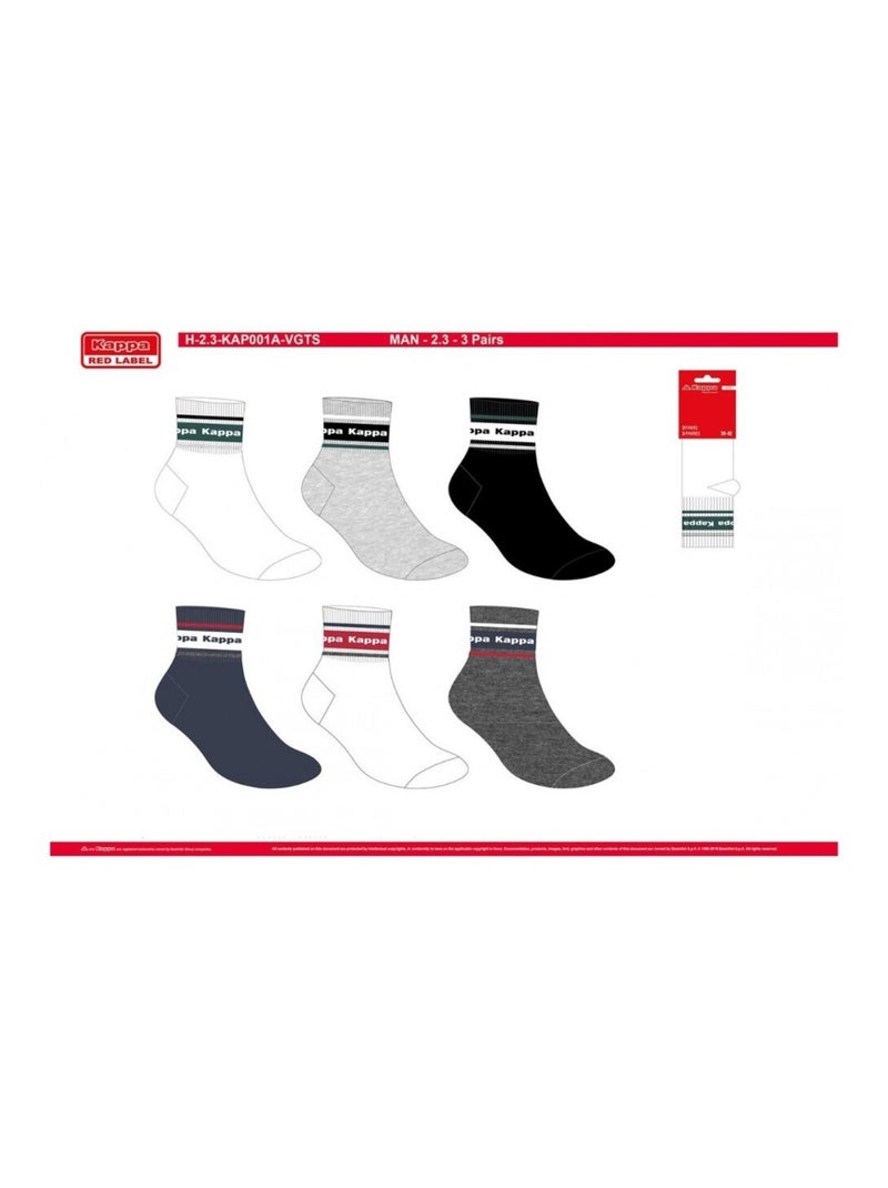 Calzini Uomo KAPPA QUARTER SPORT - Confezione da 8 Bianco Grigio chiaro Blu - Kiabi