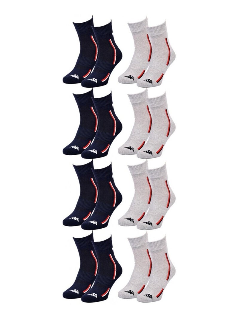 Calzini Uomo KAPPA QUARTER SPORT - Confezione da 8 Blu grigio - Kiabi