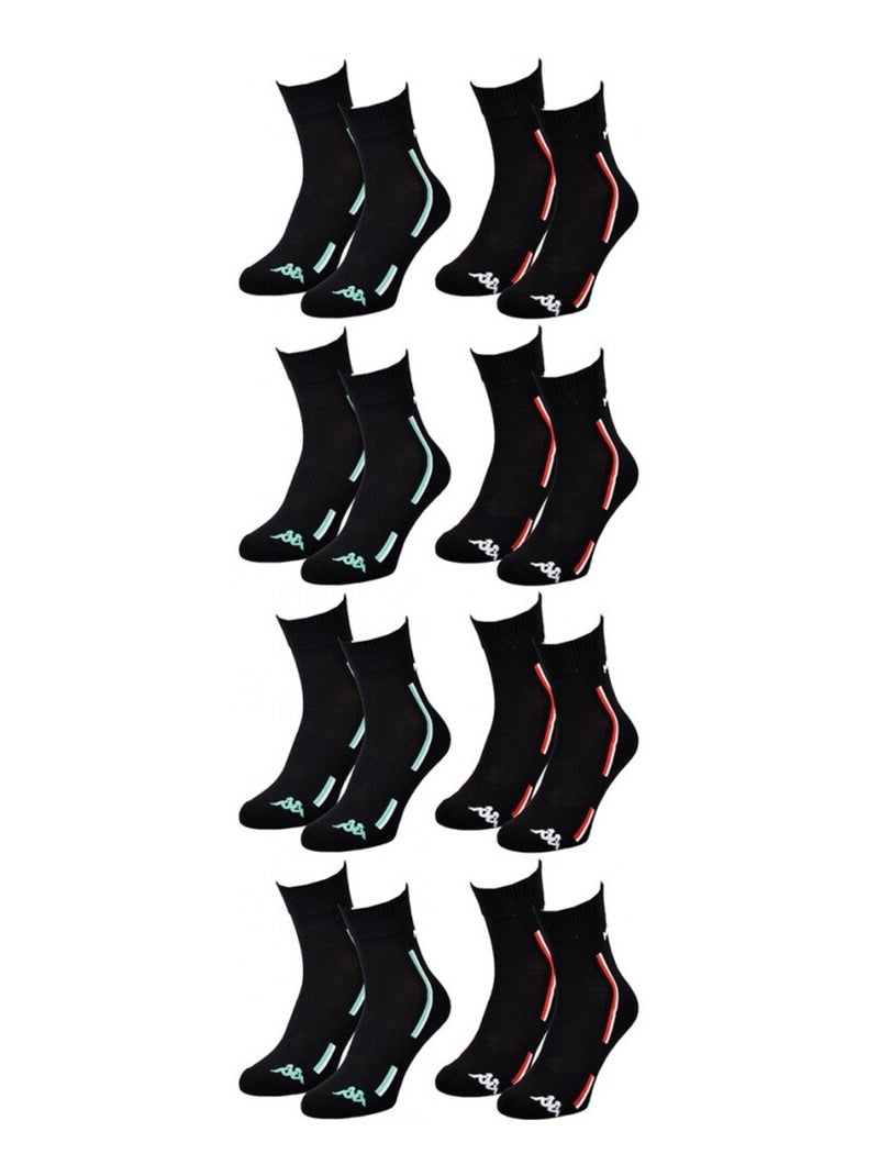 Calzini Uomo KAPPA QUARTER SPORT - Confezione da 8 Nero - Kiabi