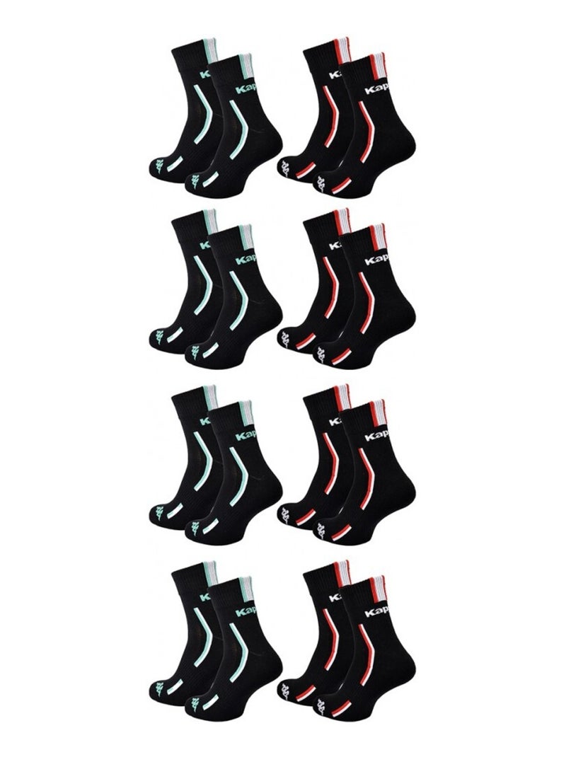 Calzini Uomo KAPPA QUARTER SPORT - Confezione da 8 Nero - Kiabi