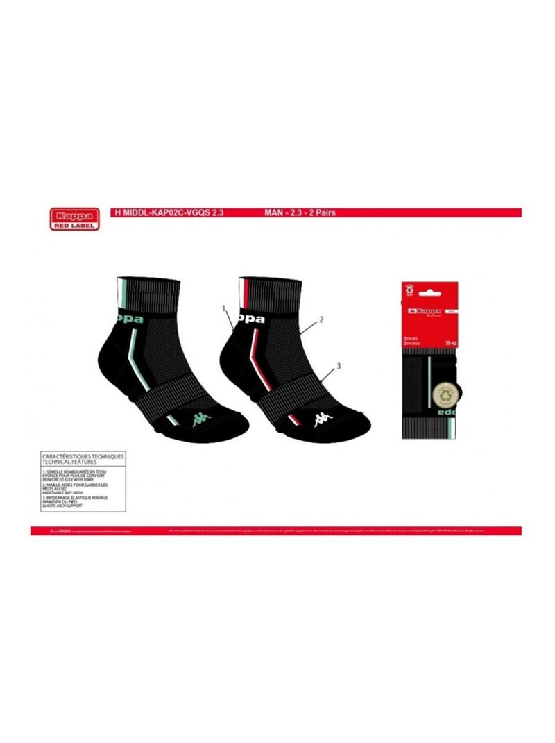 Calzini Uomo KAPPA QUARTER SPORT - Confezione da 8 Nero - Kiabi