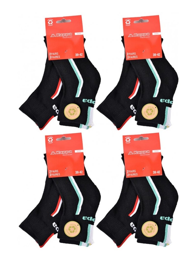 Calzini Uomo KAPPA QUARTER SPORT - Confezione da 8 Nero - Kiabi