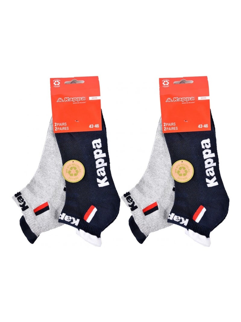 Calzini Uomo KAPPA SNEAKER SPORT - Confezione da 4 Blu grigio - Kiabi