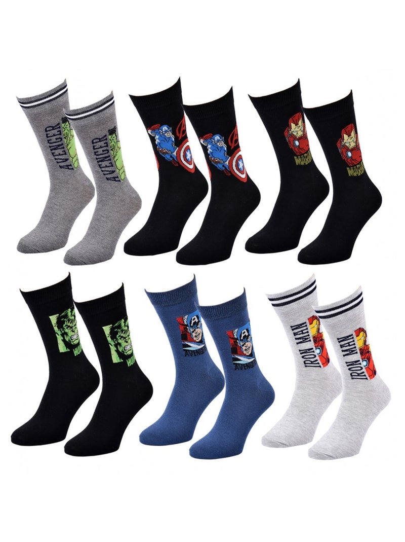 Calzini Uomo LICENZA - Confezione da 6 Grigio nero blu - Kiabi