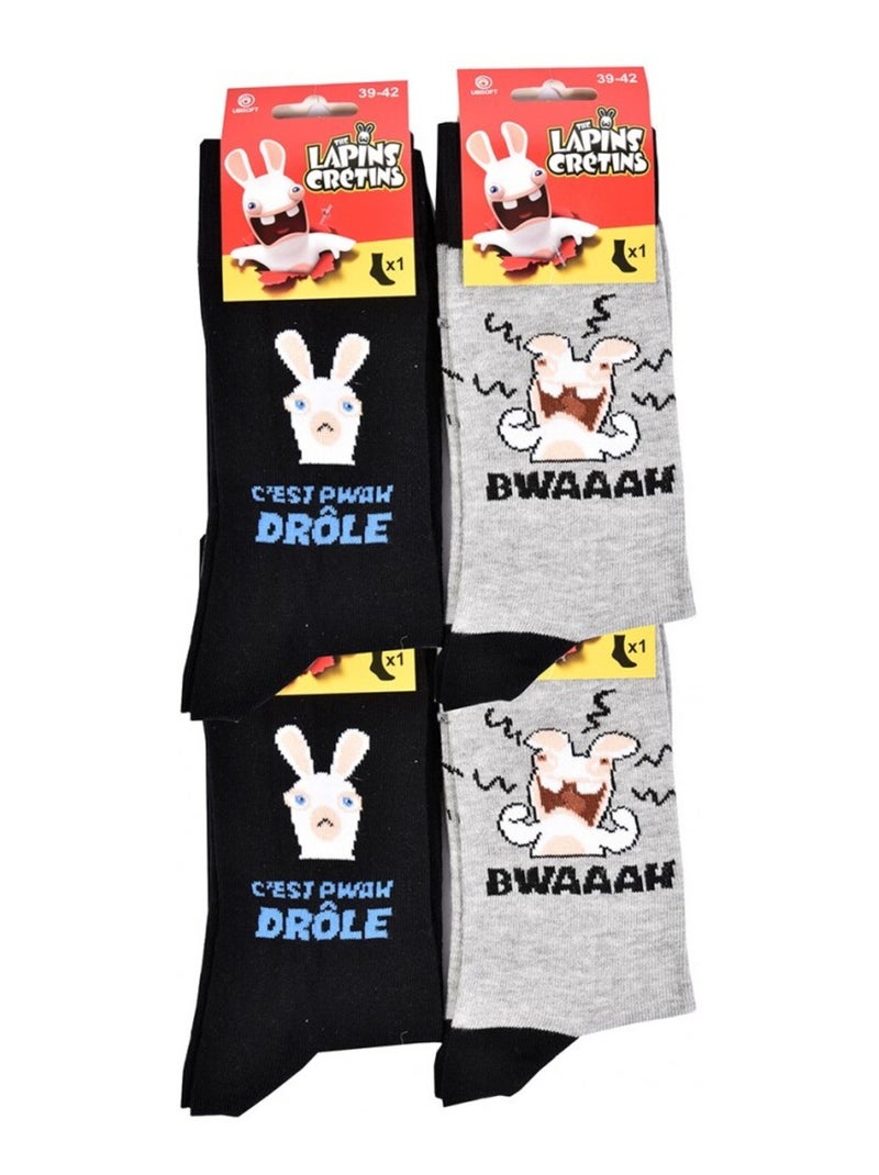 Calzini uomo Licenza CONFEZIONE 12 paia Lapins crétins Nero Multicolore Nero - Kiabi