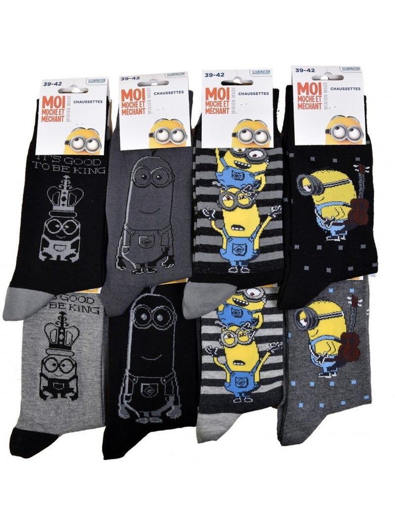 Calzini uomo licenza CONFEZIONE DA 12 paia MINIONS Nero Grigio antracite Blu - Kiabi