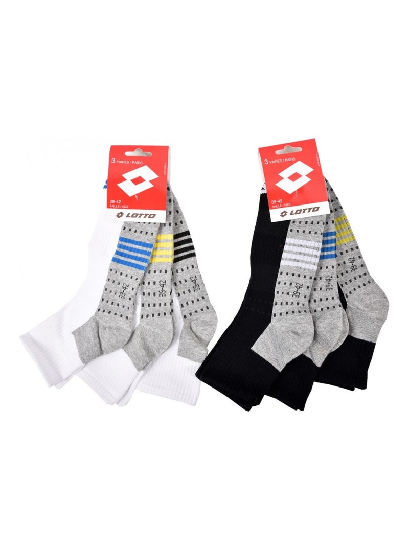 Calzini Uomo LOTTO - Confezione da 6 Bianco Multicolore Nero - Kiabi