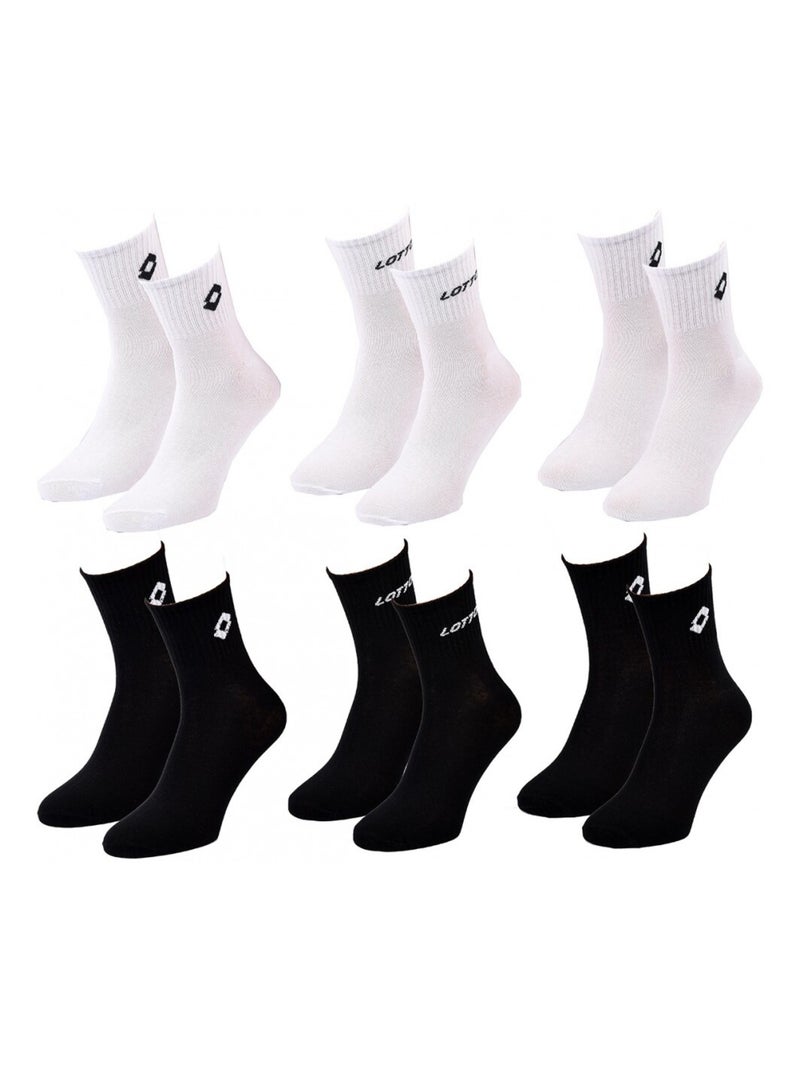 Calzini Uomo LOTTO - Confezione da 6 Bianco Nero - Kiabi