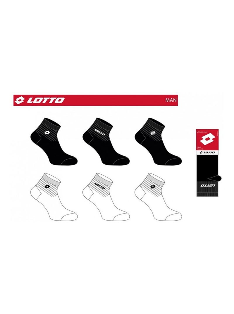 Calzini Uomo LOTTO - Confezione da 6 Bianco Nero - Kiabi