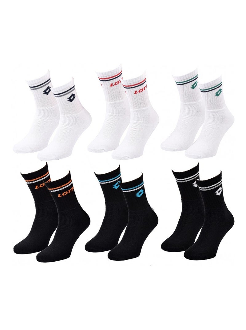 Calzini Uomo LOTTO - Confezione da 6 Bianco Nero - Kiabi