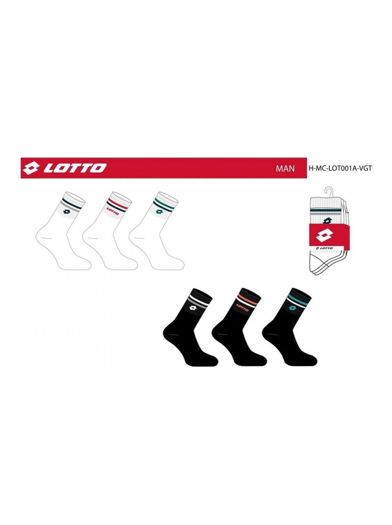 Calzini Uomo LOTTO - Confezione da 6 Bianco Nero - Kiabi