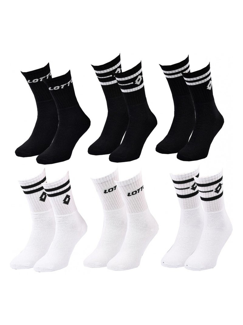 Calzini Uomo LOTTO - Confezione da 6 Nero Bianco - Kiabi