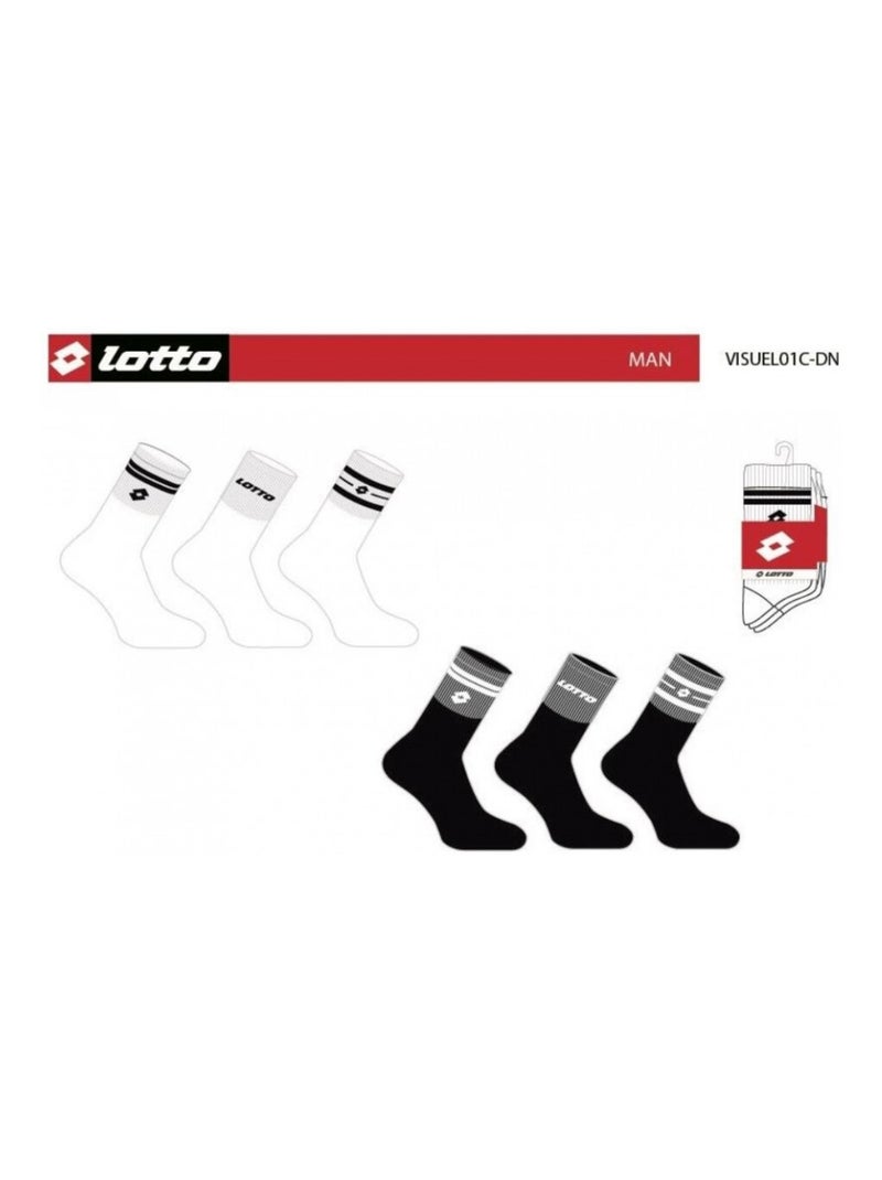 Calzini Uomo LOTTO - Confezione da 6 Nero Bianco - Kiabi