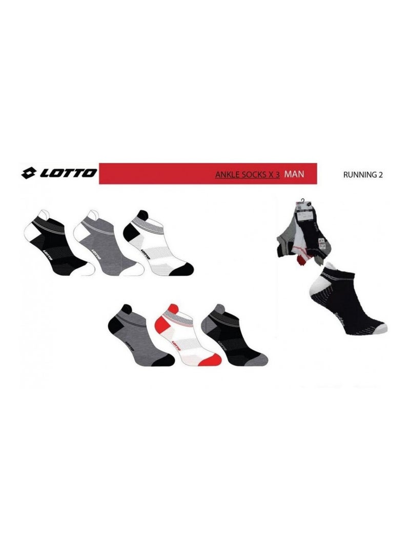 Calzini Uomo LOTTO - Confezione da 6 Nero Bianco Grigio Rosso - Kiabi