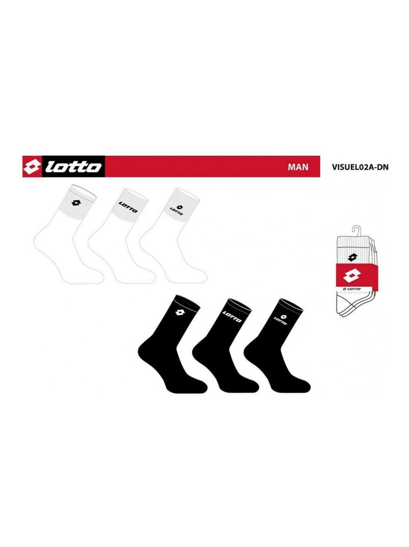 Calzini Uomo LOTTO - Confezione da 6 Nero Bianco Nero - Kiabi