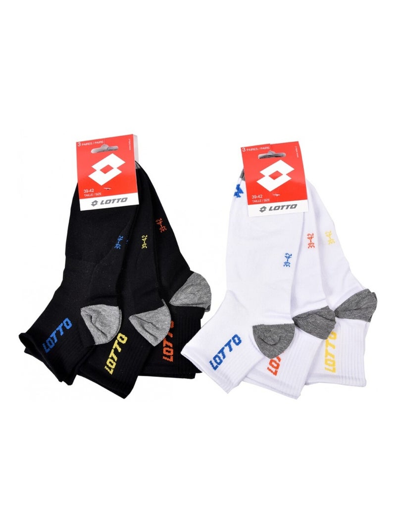Calzini Uomo LOTTO - Confezione da 6 Nero Multicolore Bianco - Kiabi