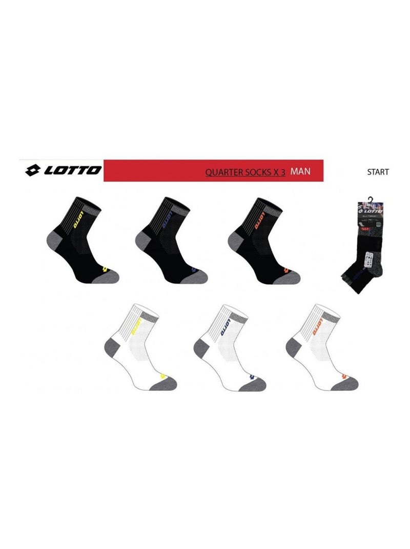 Calzini Uomo LOTTO - Confezione da 6 Nero Multicolore Bianco - Kiabi