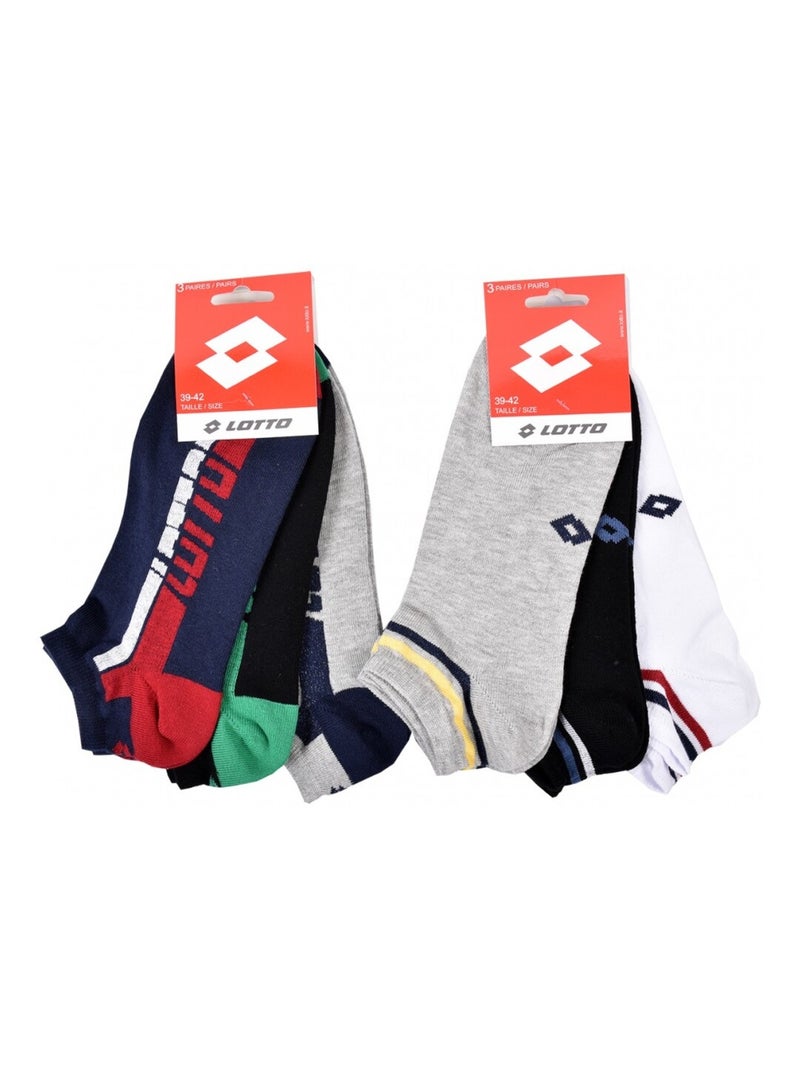 Calzini Uomo LOTTO - Confezione da 6 Nero Multicolore Grigio - Kiabi