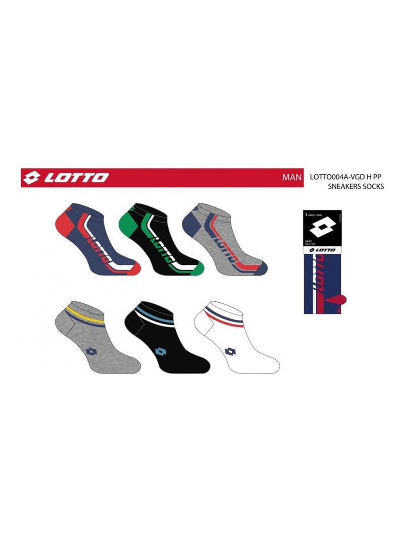Calzini Uomo LOTTO - Confezione da 6 Nero Multicolore Grigio - Kiabi