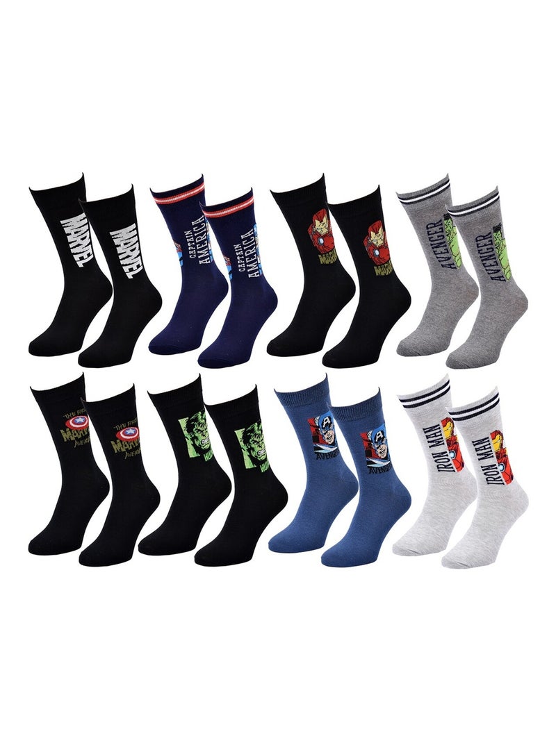 Calzini Uomo MARVEL AVENGERS Confezione da 8 Paia Nero Multicolore Blu - Kiabi