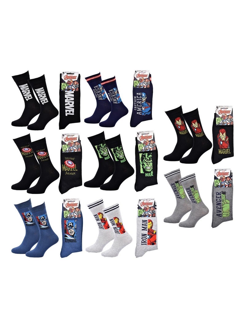 Calzini Uomo MARVEL AVENGERS Confezione da 8 Paia Nero Multicolore Blu - Kiabi