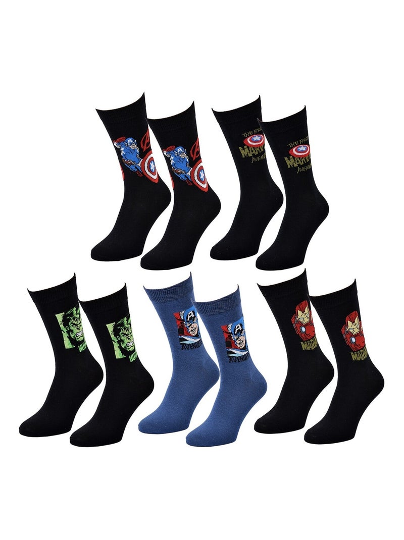 Calzini Uomo MARVEL AVENGERS Pack 5 Paia Nero Multicolore Blu - Kiabi