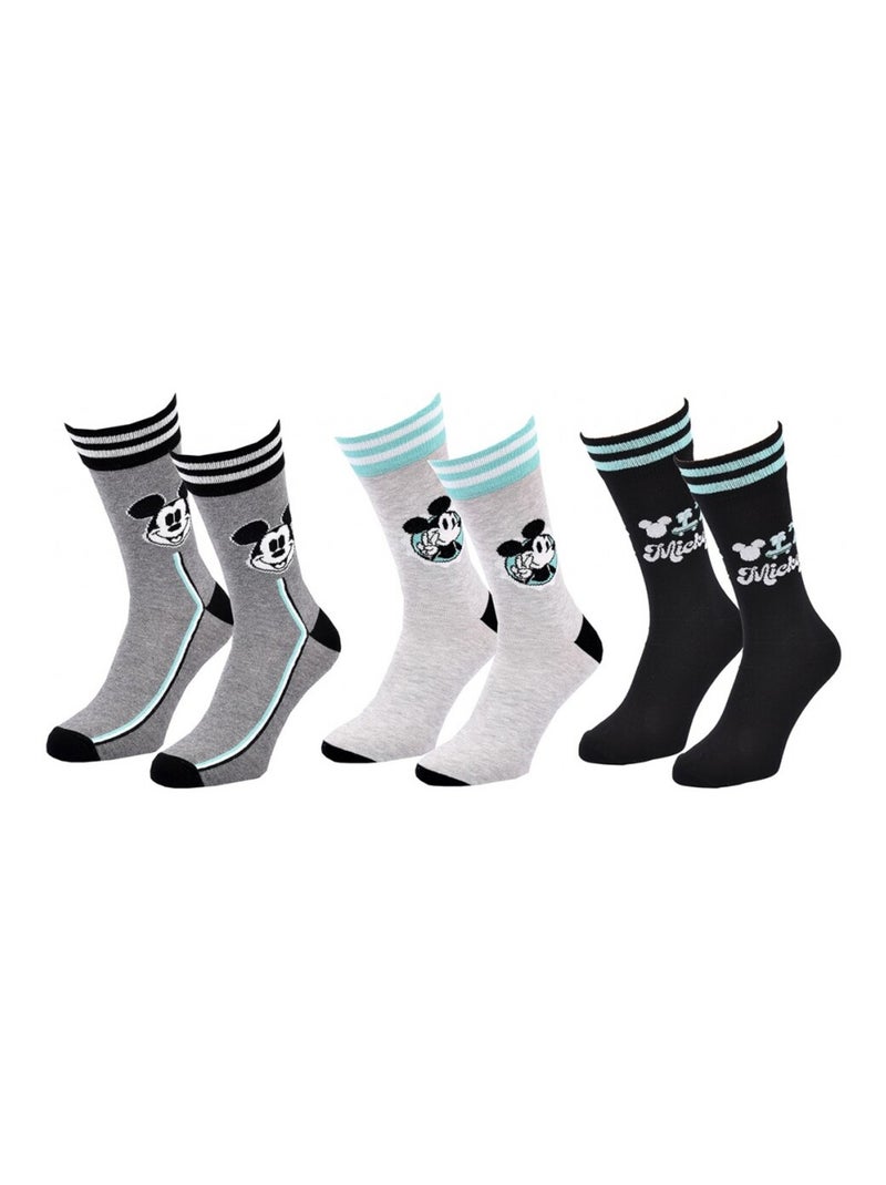Calzini Uomo MICKEY - Confezione da 3 Grigio grigio nero - Kiabi