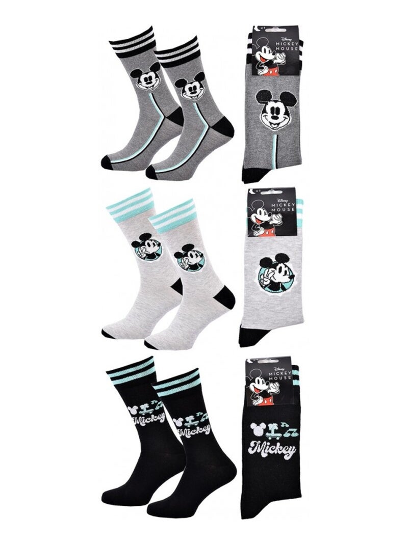 Calzini Uomo MICKEY - Confezione da 3 Grigio grigio nero - Kiabi